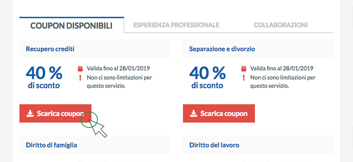 Scarica il coupon di sconto direttamente dai risultati di ricerca o dal bottone Scarica Coupon delle vetrine ConvenzionIstituzioni